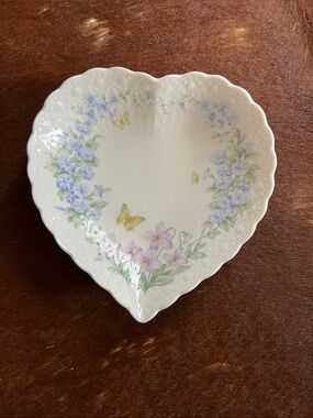 Heart Shaped Porcelain Tray Floral & Butterfly "Thinking of You" Mikasa Japan